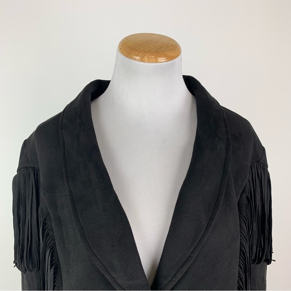 Shein Curve Black Fringe Faux Suede Jacket 4X - Picture 2 of 13